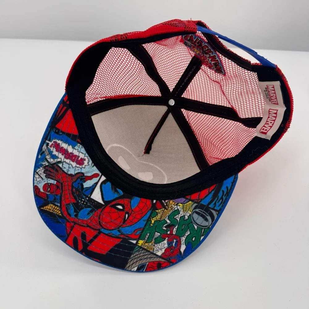 Marvel‎ Amazing Spiderman Mesh Baseball Snap Back Hat Cap Blue White